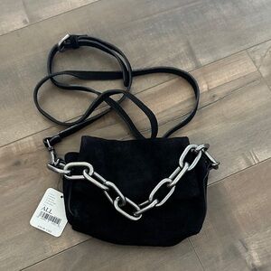 Free people Black Suede Chain Crossbody Bag NWT